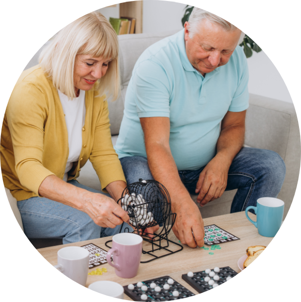 Residents participating in crafts activity